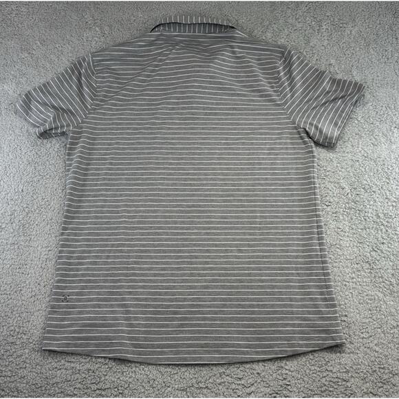 Lululemon Evolution Mens M/L Gray Striped Short Sleeve Polo Shirt - Picture 5 of 10